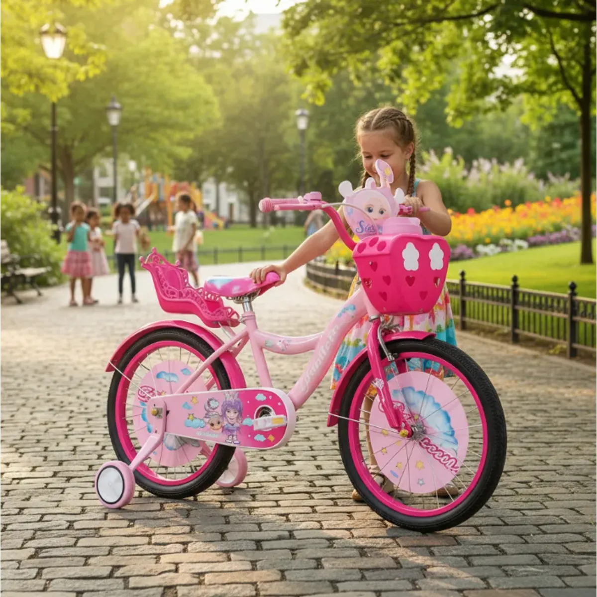 GENERICO - Bicicleta Infantil con Ruedas de Seguridad Aro 20 Fucsia