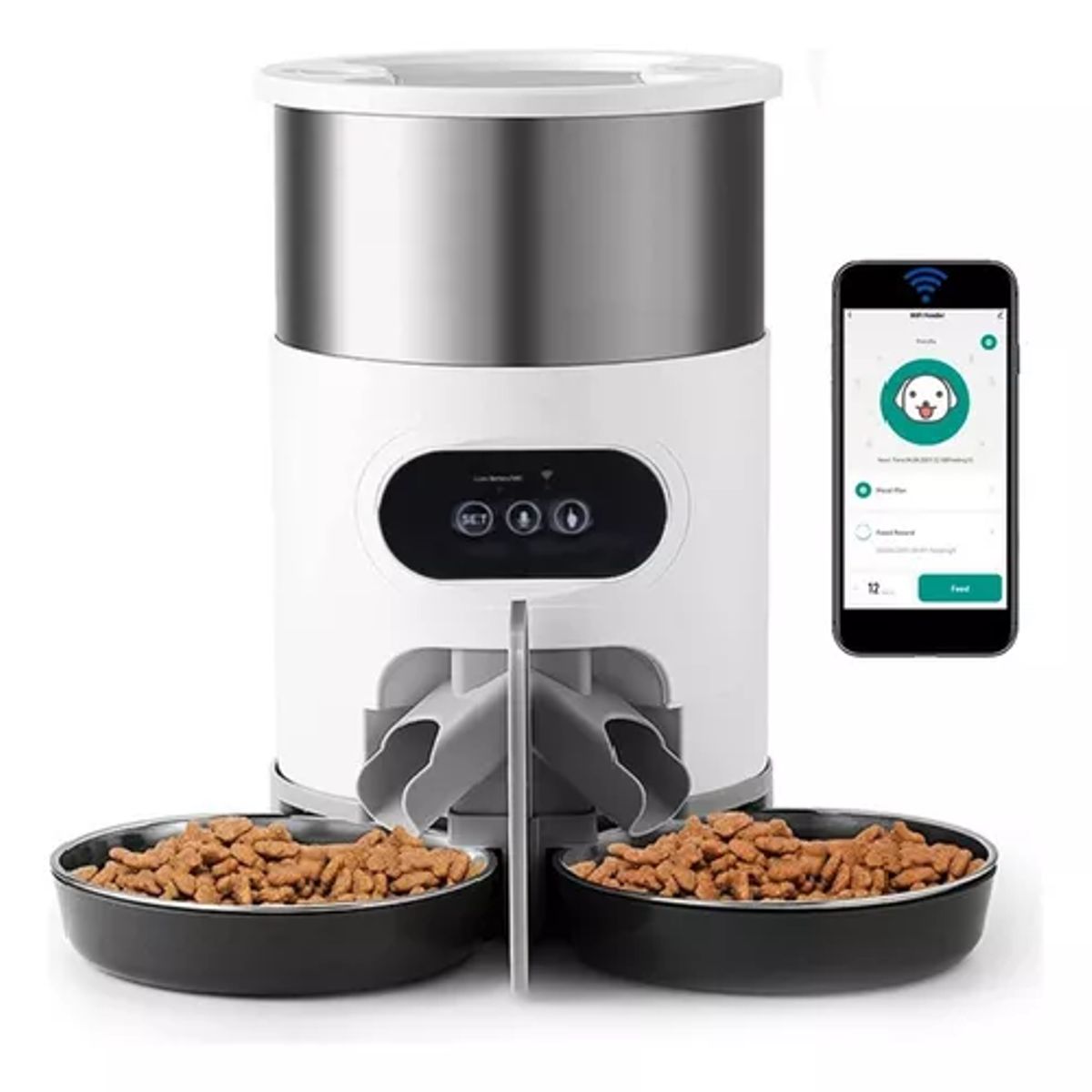 GENERICO - Dispensador automático alimentos para mascotas doble robot