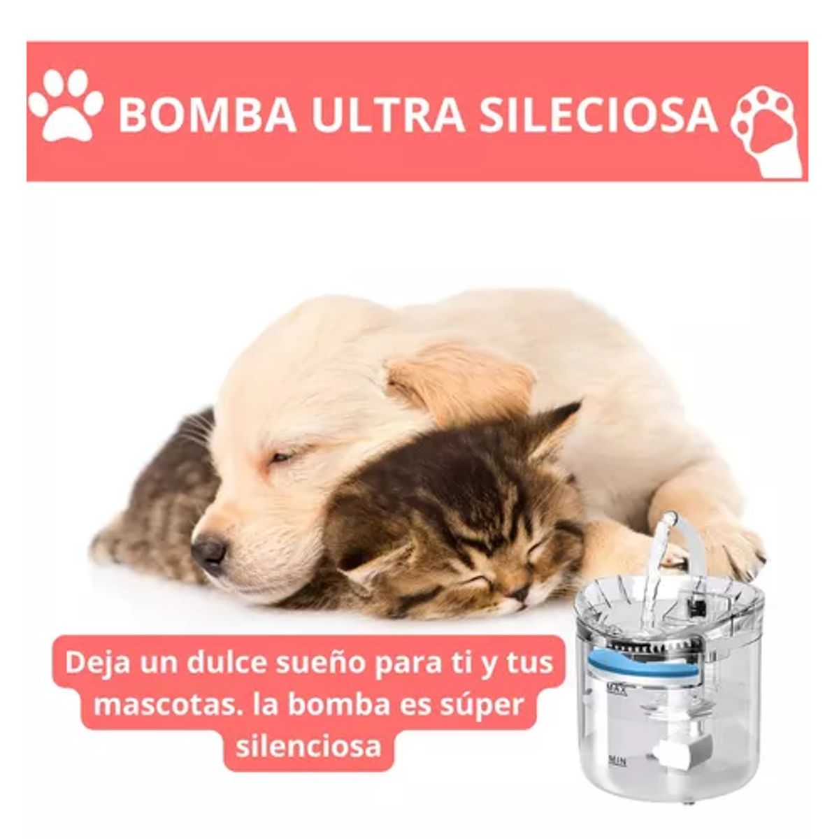 GENERICO - Bebedero dispensador automático de agua para gatos y perros