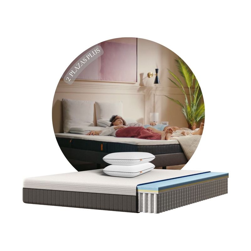EMMA - Combo ThermoSync 2 Plazas Plus + 2 Almohadas Diamond Memory Foam