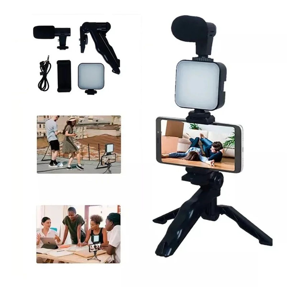 GENERICO - Tripode De Celular Con Luz Y Microfono