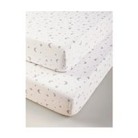 Set 2 sábanas bajeras jersey algodón cuna grande 70 x 140 x 18cm ESTRELLAS
