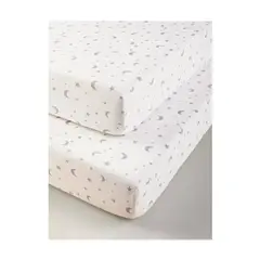 GENERICO - Set 2 sábanas bajeras jersey algodón cuna grande 70 x 140 x 18cm ESTRELLAS