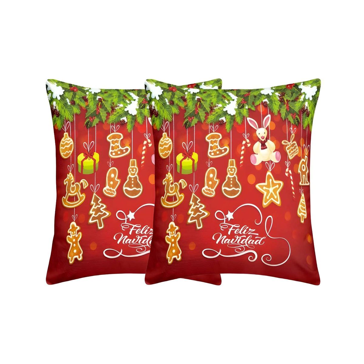 GENERICO - PACK DE 2 FUNDAS DE COJINES DE NAVIDAD 45X45 CM A02
