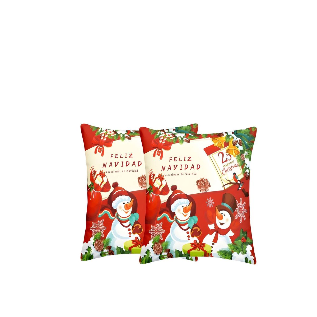 GENERICO - PACK DE 2 FUNDAS DE COJINES DE NAVIDAD 45X45 CM A05