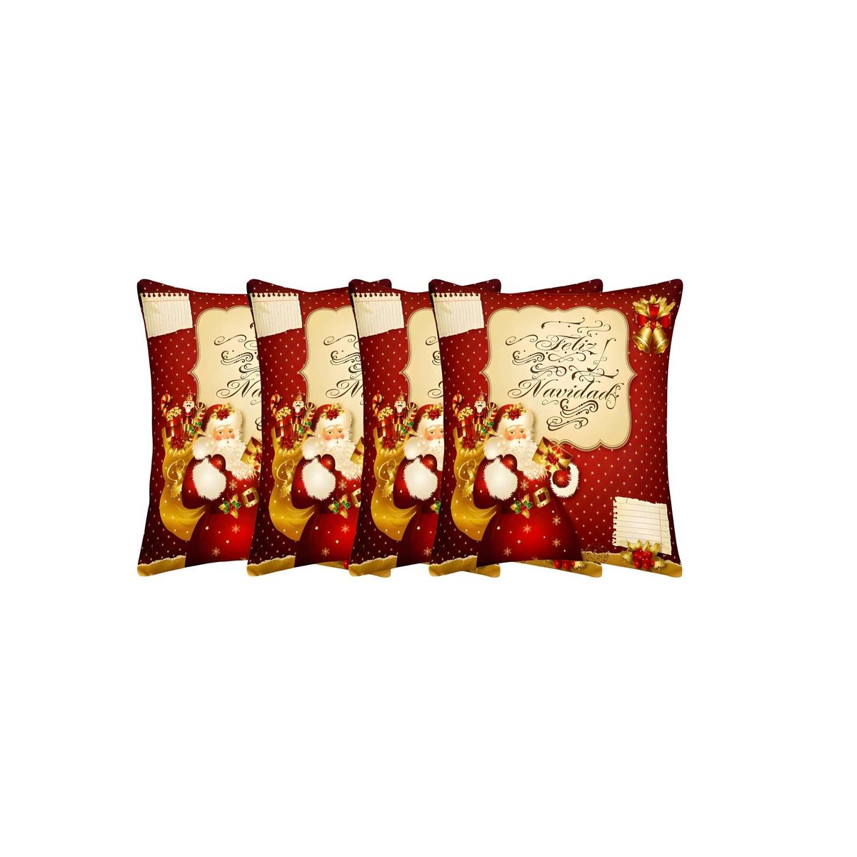 GENERICO - PACK DE 4 FUNDAS DE COJINES DE NAVIDAD 45X45 CM A04