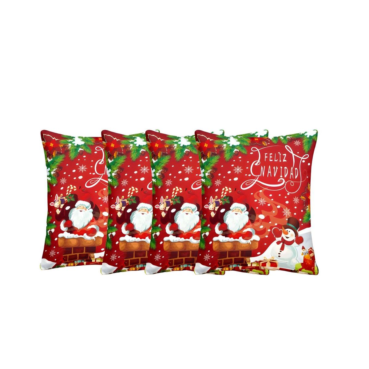 GENERICO - PACK DE 4 FUNDAS DE COJINES DE NAVIDAD 45X45 CM A06