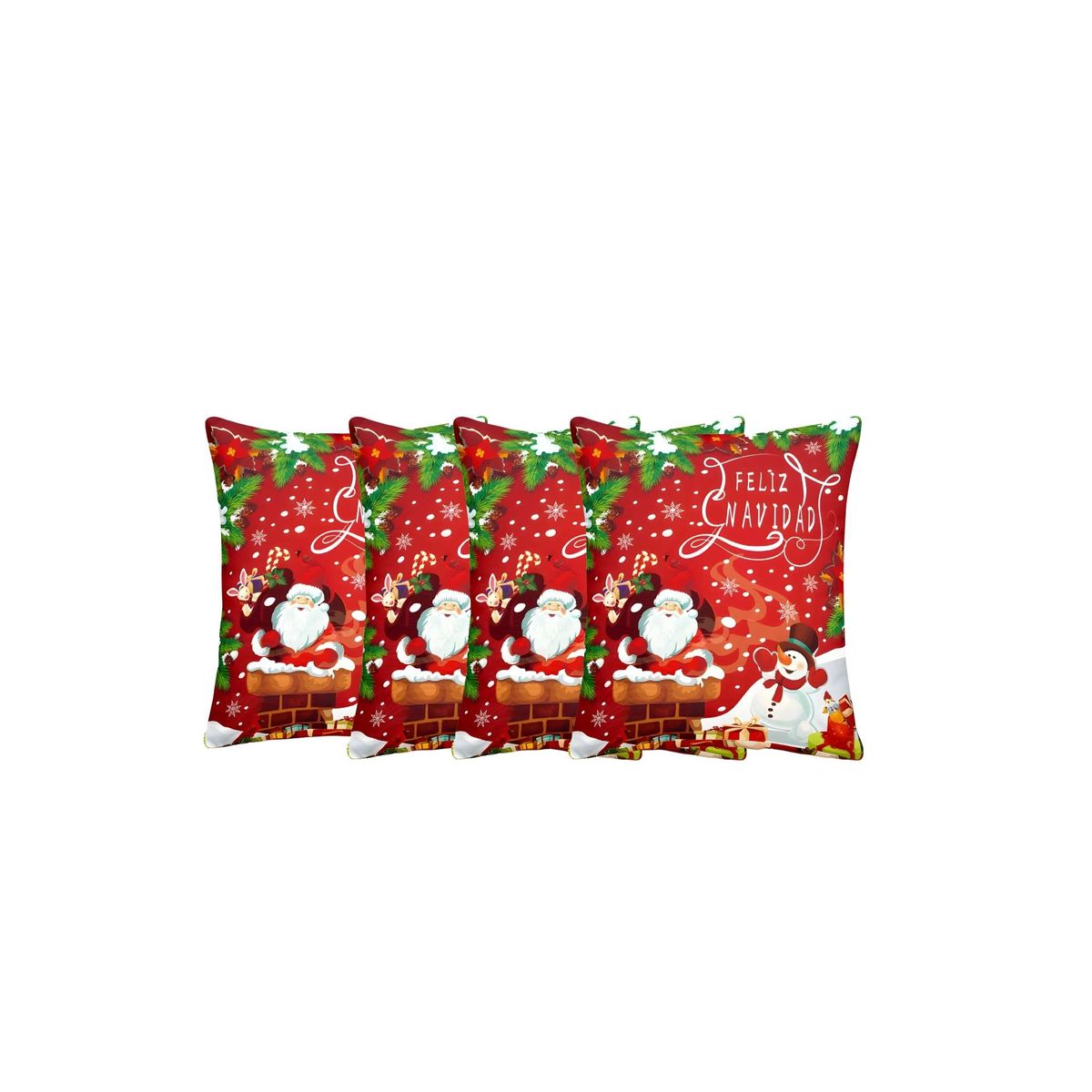 GENERICO - PACK DE 4 FUNDAS DE COJINES DE NAVIDAD 45X45 CM A06