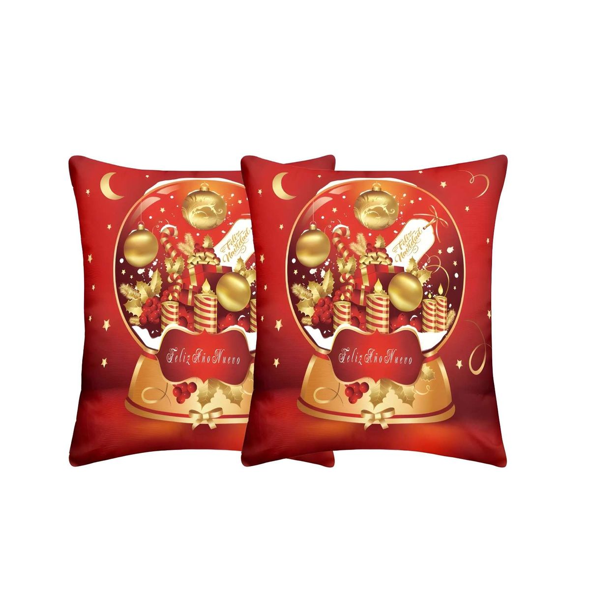 GENERICO - SET DE 2 FUNDAS DE COJINES CON DISEÑO NAVIDEÑO 45X45 CM A03