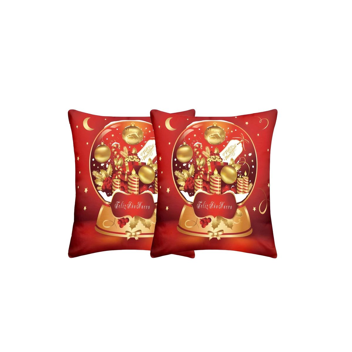 GENERICO - SET DE 2 FUNDAS DE COJINES CON DISEÑO NAVIDEÑO 45X45 CM A03