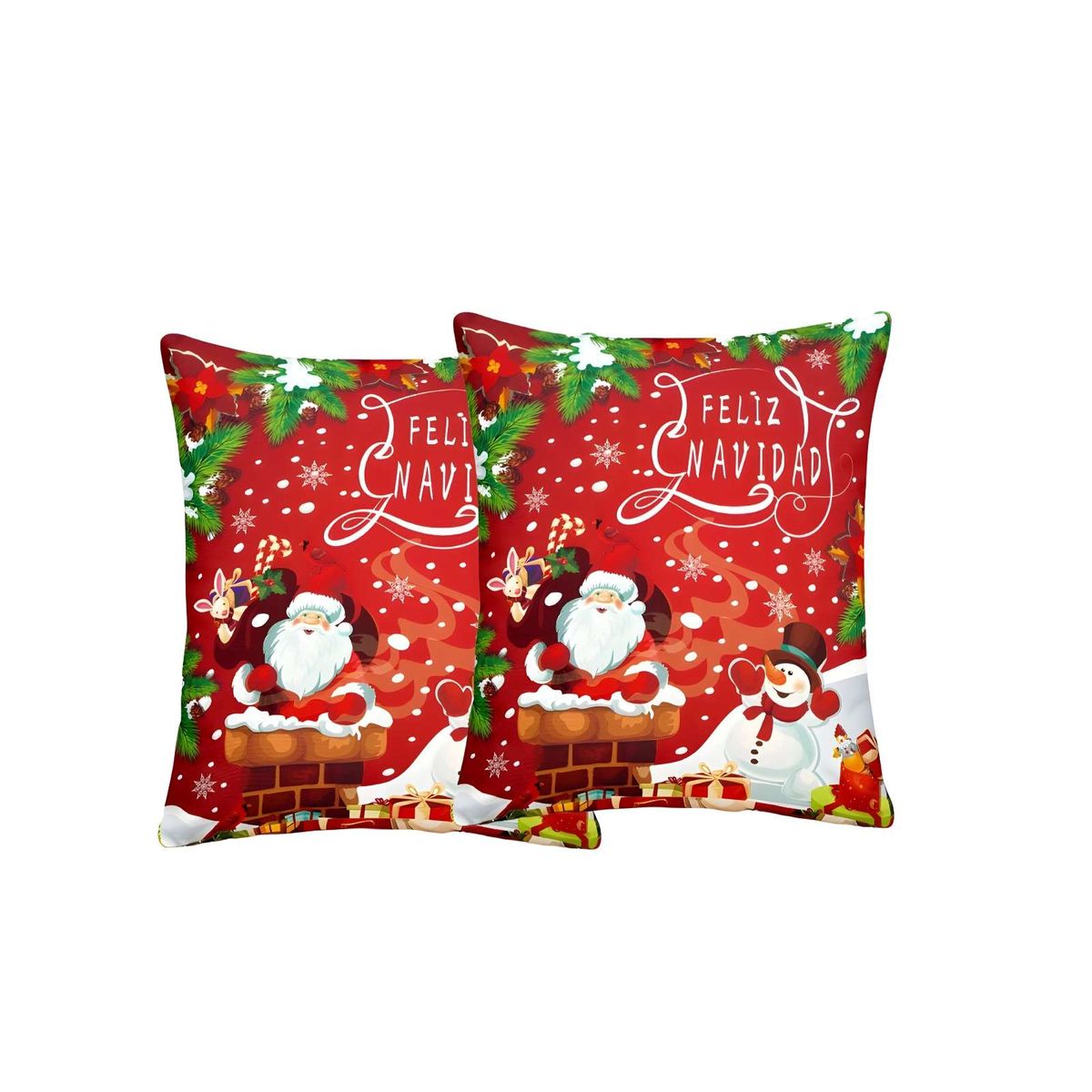 GENERICO - SET DE 2 FUNDAS DE COJINES CON DISEÑO NAVIDEÑO 45X45 CM A06