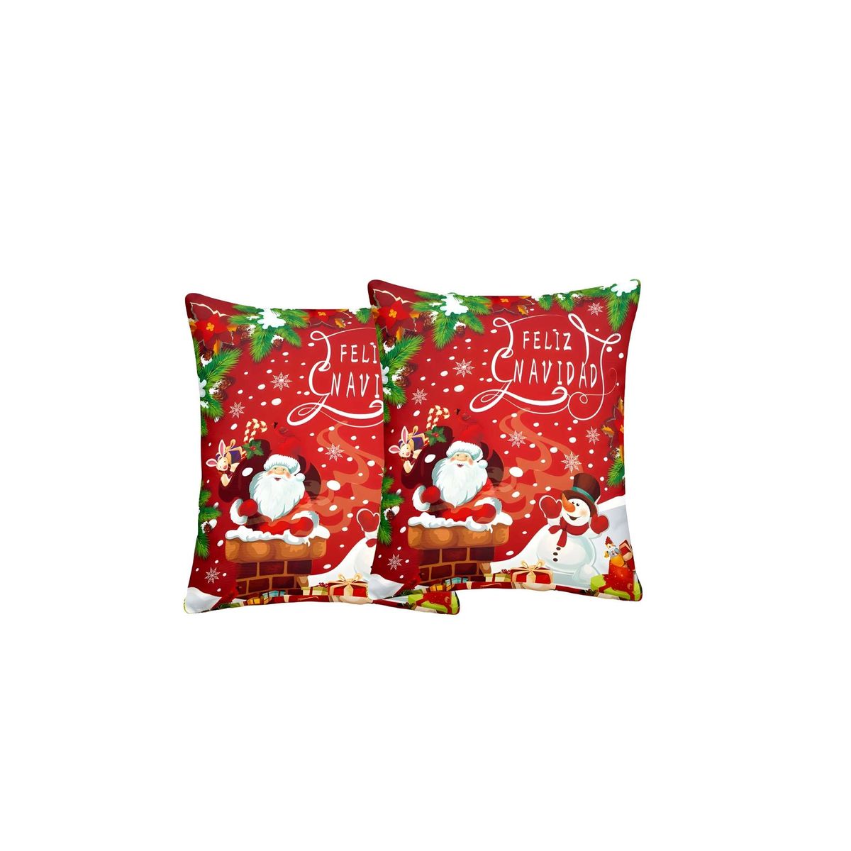 GENERICO - SET DE 2 FUNDAS DE COJINES CON DISEÑO NAVIDEÑO 45X45 CM A06