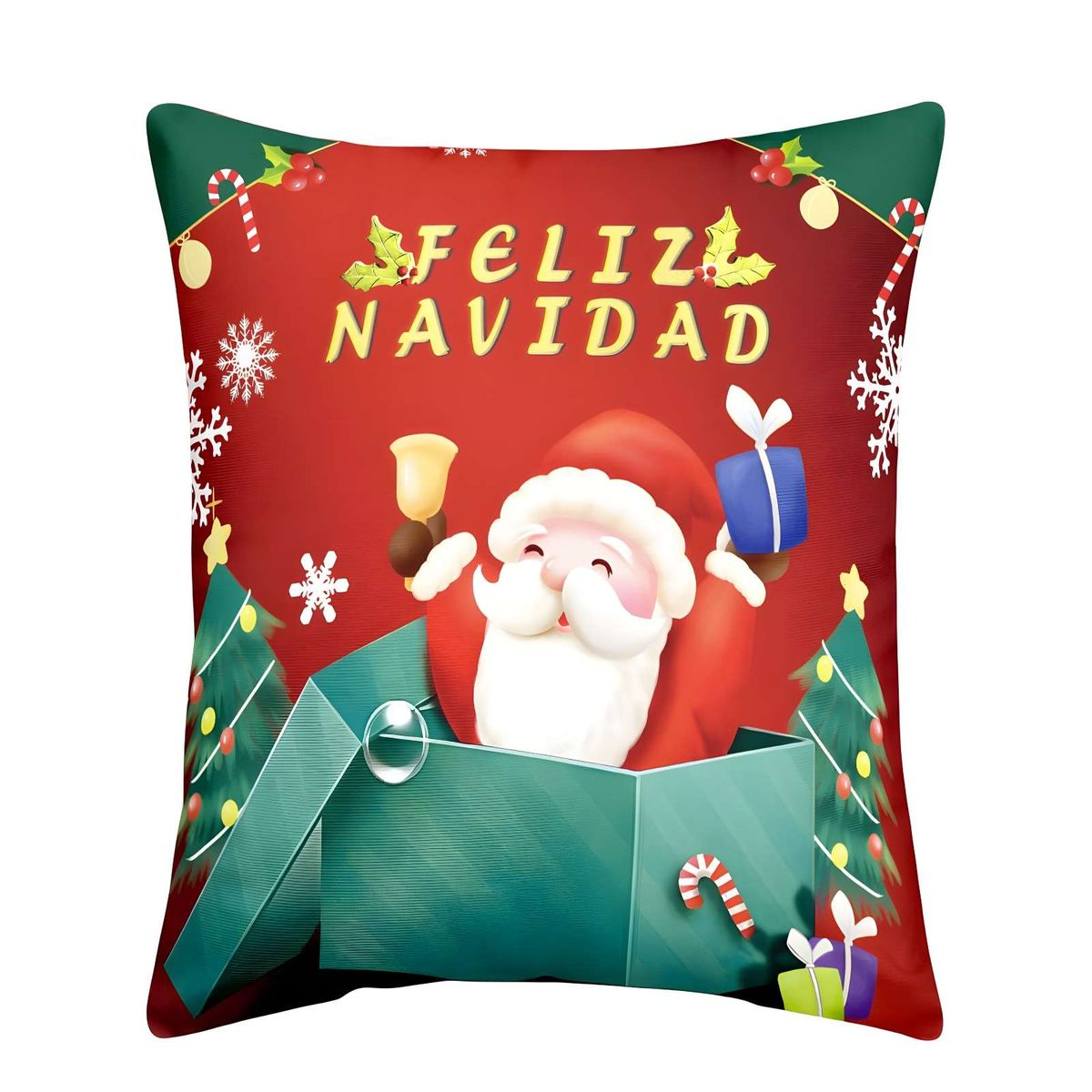 GENERICO - SET DE 4 FUNDAS DE COJINES CON DISEÑO NAVIDEÑO 45X45 CM A08