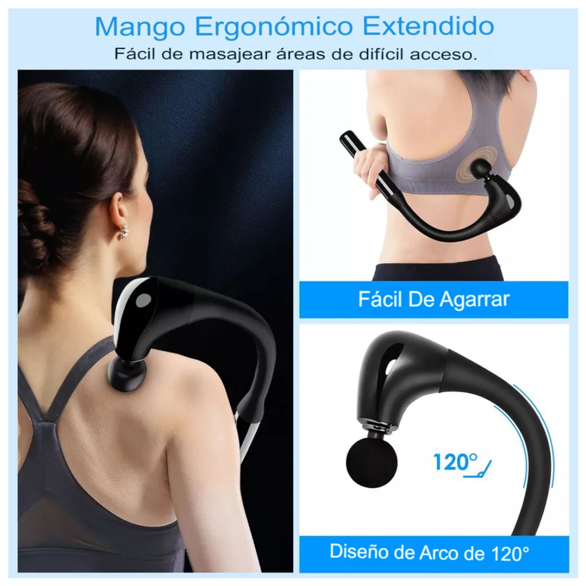 GENERICO - Pistola Masajeadora Curva Nueva