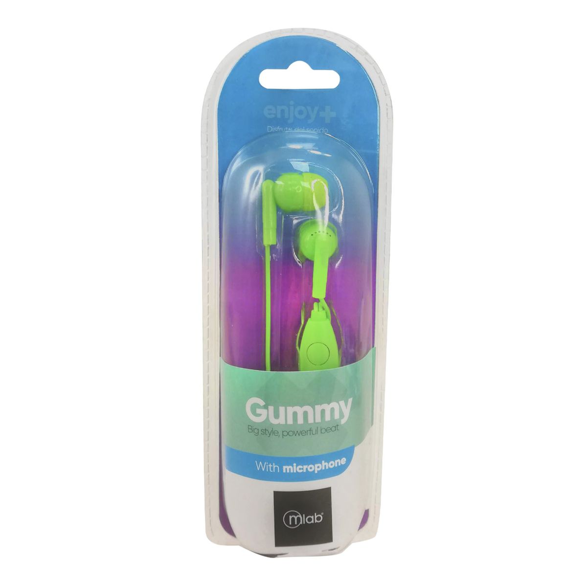 MLAB - AUDÍFONOS IN-EAR WIRED GUMMY C/MANOS LIBRES GREEN MLAB 07725