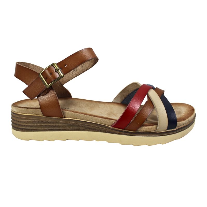 THUNDER BLUE - Sandalia Mujer con Plataforma Hebilla TGH07 Beige