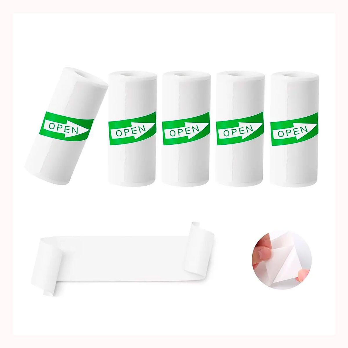 GENERICO - 5 rollos papel adhesivo térmico para mini impresora 58mm