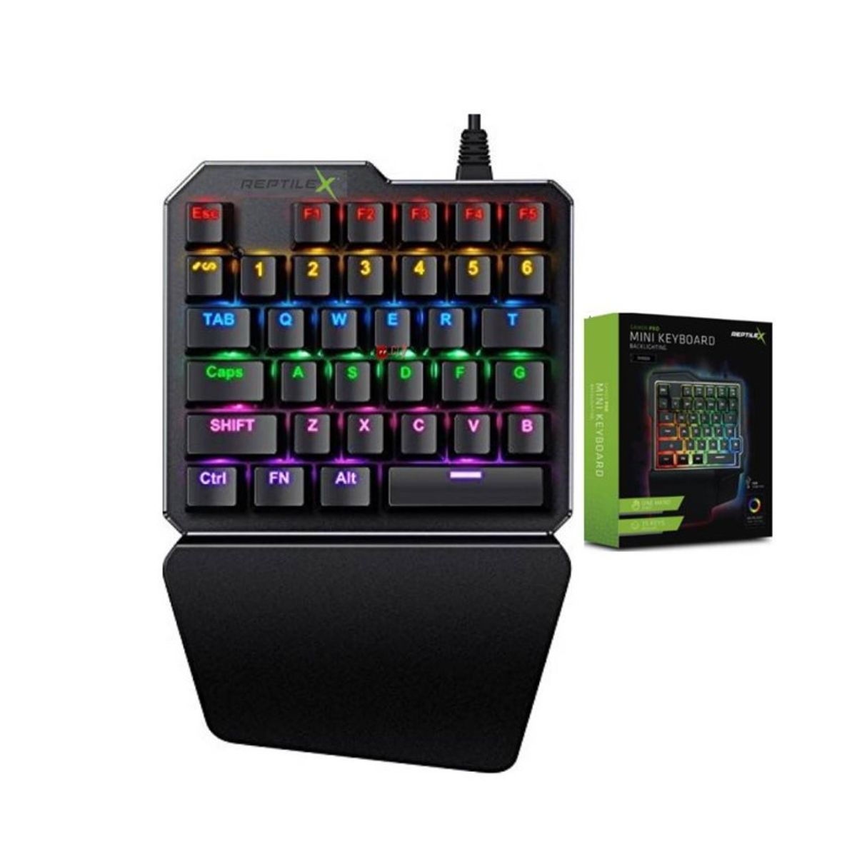 REPTILEX - TECLADO GAMER RGB DE UNA MANO 35 TECLAS REPTILEX