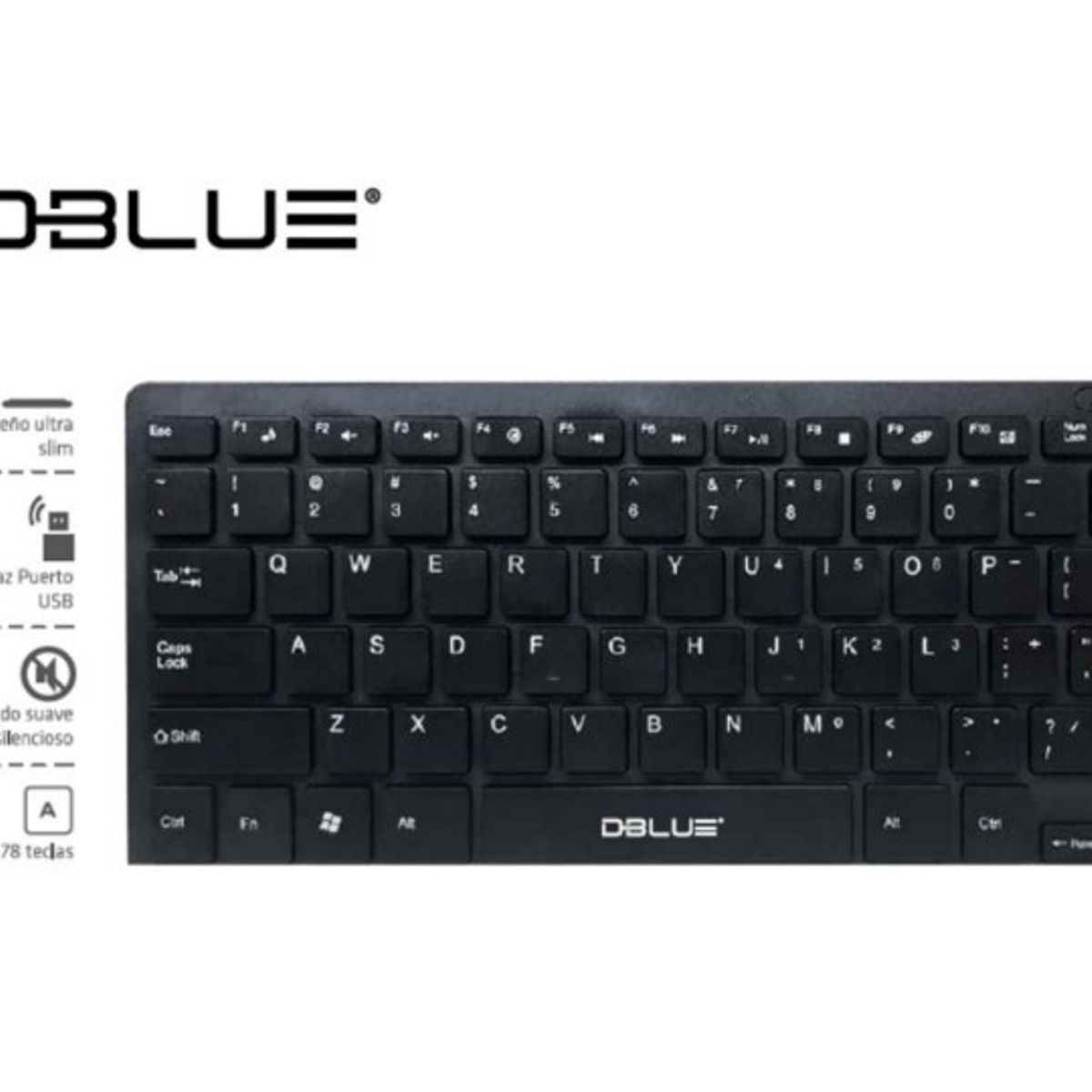 DBLUE - TECLADO MULTIMEDIA MINI ULTRA DELGADO USB BLACK