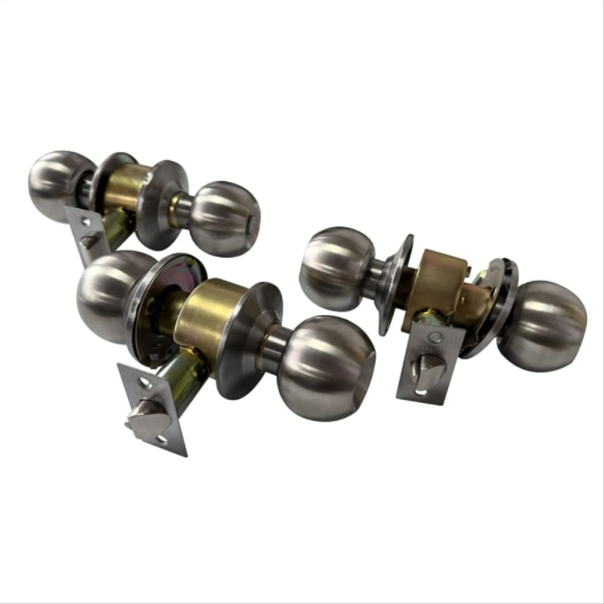 KHOR - Set 2 cerraduras dormitorio + 1 cerradura baño acero inoxidable
