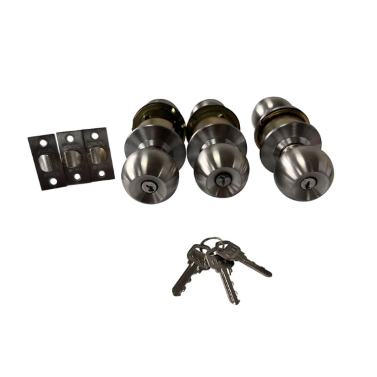 KHOR - Set 2 cerraduras dormitorio + 1 cerradura baño acero inoxidable