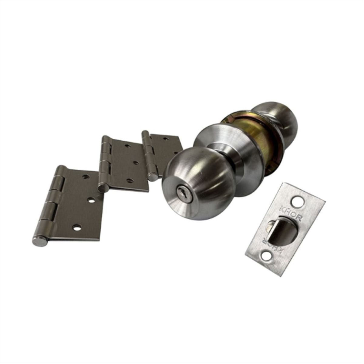 Set cerradura dormitorio acero inoxidable + 3 bisagra 3x3, marca KHOR - Foto 2