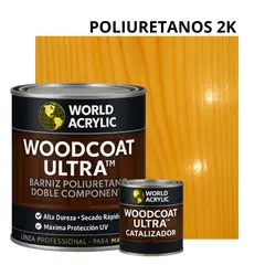 WORLD ACRYLIC - Barniz WoodCoat Ultra - Poliuretano- 2k A+B - NATURAL - CUARTO GALON