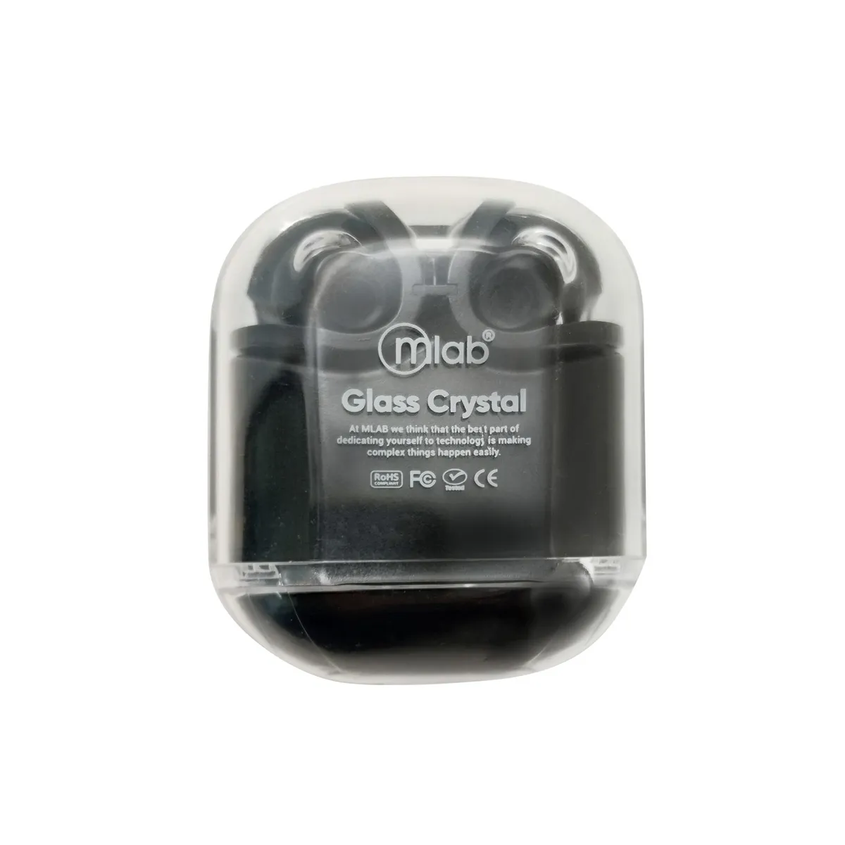 MLAB - AUDIFONO TWS GLASS CRYSTAL + SILICON CASE BLACK 09353