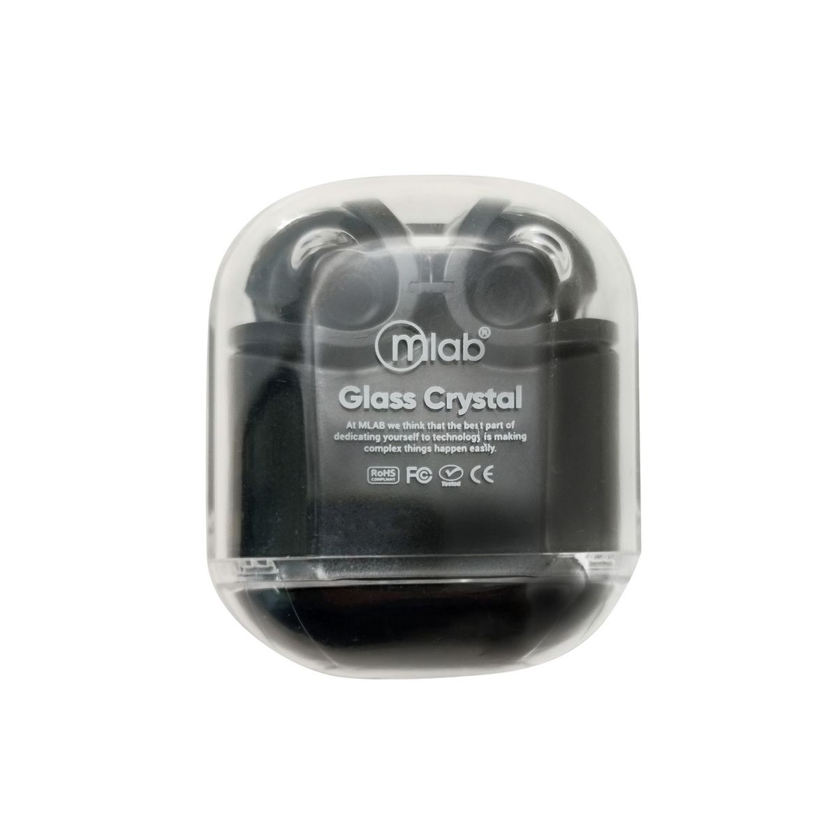 MLAB - AUDIFONO TWS GLASS CRYSTAL + SILICON CASE BLACK 09353