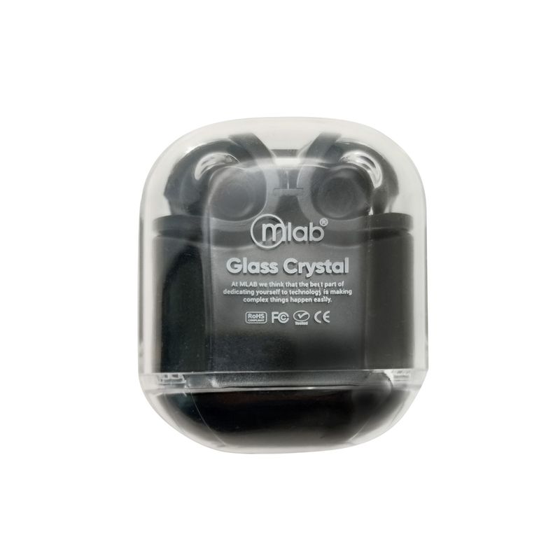 MLAB - AUDIFONO TWS GLASS CRYSTAL + SILICON CASE BLACK 09353