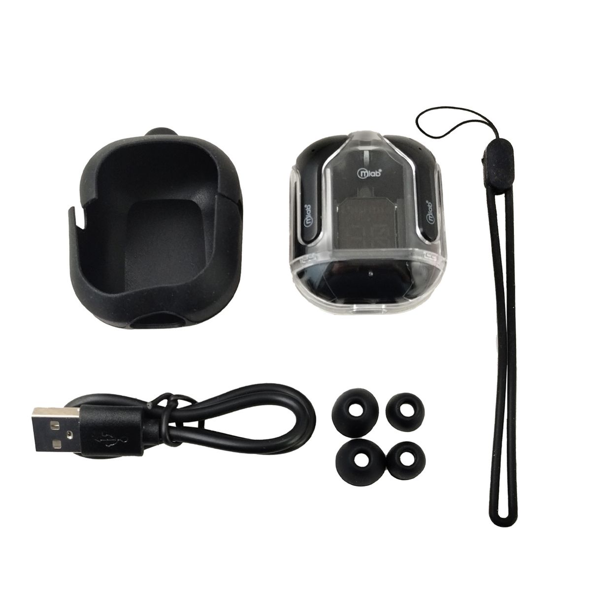 MLAB - AUDIFONO TWS GLASS CRYSTAL + SILICON CASE BLACK 09353