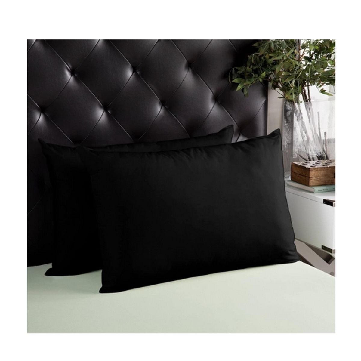 GENERICO - SET  de 2 fundas de almohada 48x74cm NEGRO