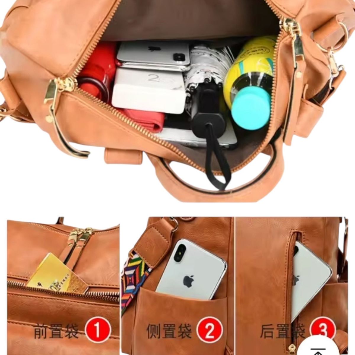 GENERICO - Mochila Cartera De Cuero PU Mujer Elegante Multifuncional