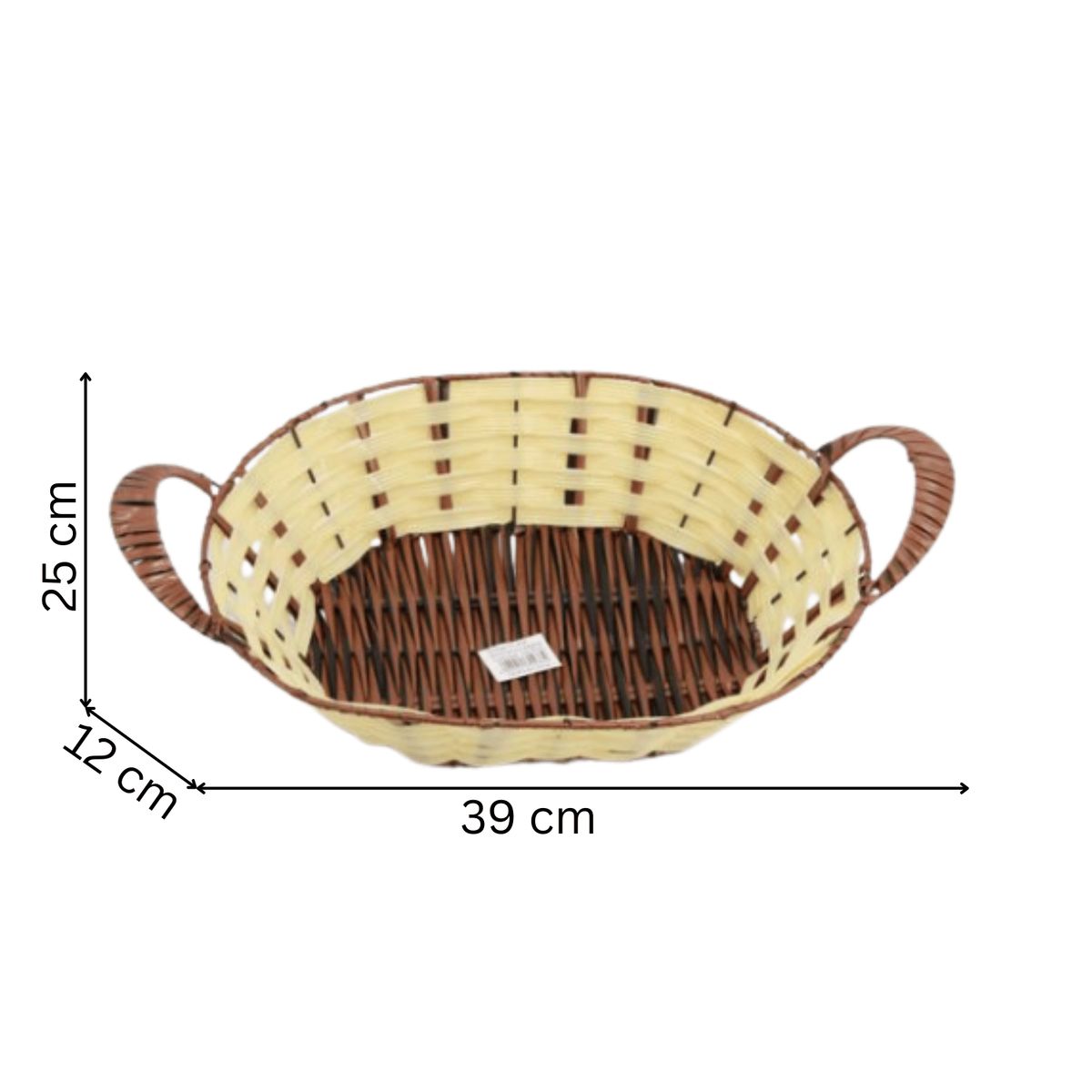 HOMESTAR - Cesta Rectangular de Mimbre con Asas - 35x24x11 cm