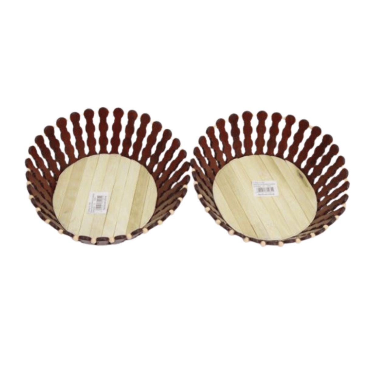 HOMESTAR - Cesto Frutero Decorativo de Madera y Bambú - 24 cm de Diámetro