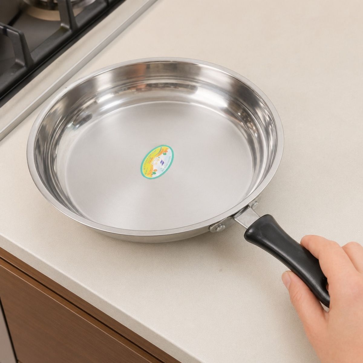 HOMESTAR - Sartén de Acero Inoxidable con Mango Ergonómico - 25 cm
