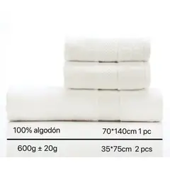 GENERICO - SET DE 3 TOALLAS 100% ALGODON CON DETALLES BORDADOS