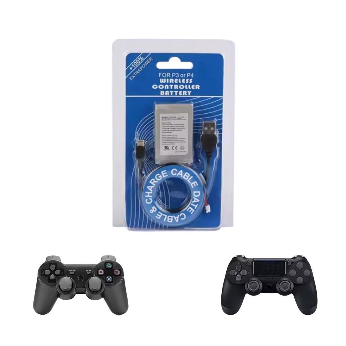 GENERICO - Batería Repuesto Compatible con Control PS3  PS4 2000mAh