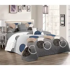 GENERICO - CUBRECAMA DE VERANO 2 PLAZA DISEÑO CIRCULOS GRIS MODERNO TF
