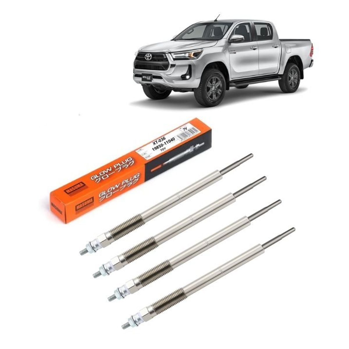 GENERICO - Bujías Incandecente Pack 4 Toyota Hilux 24L2015-2020 XT-036