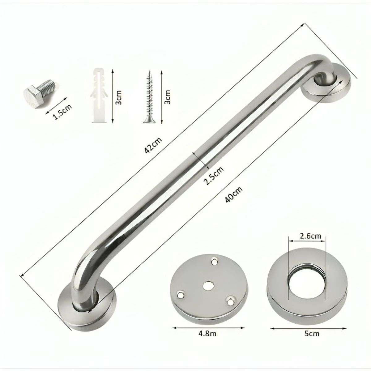 GENERICO - Pack X3 Manillas Agarraderas Barra Seguridad Baño Ducha