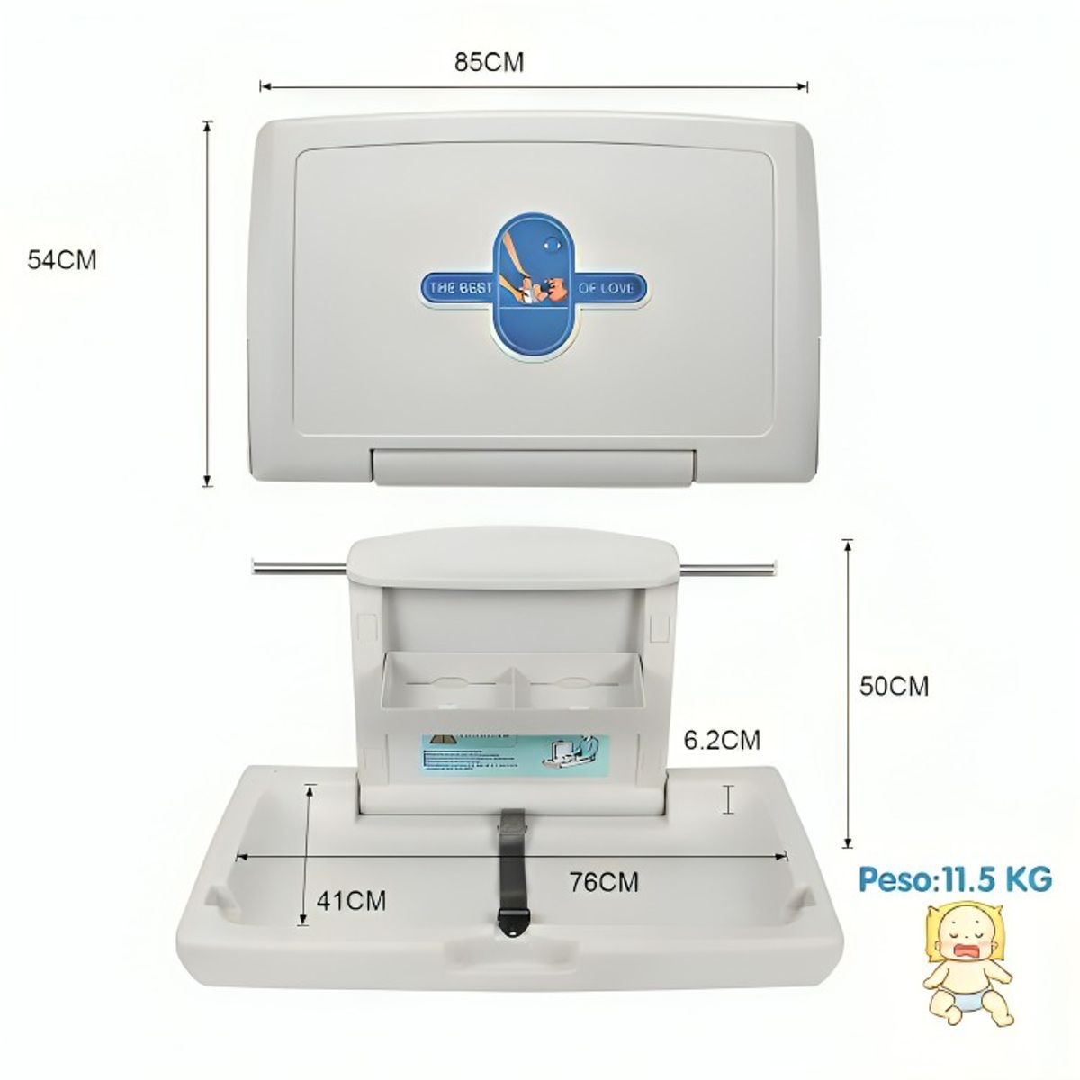 GENERICO - Mudador Cambiador Plegable Para Bebe Horizontal Baño Público