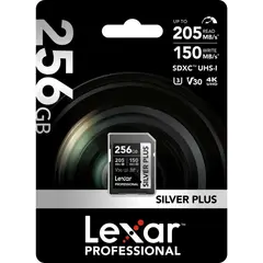 LEXAR - Memoria Sd Silver Plus 256gb 205mbs Uhs-i U3 V30 4k