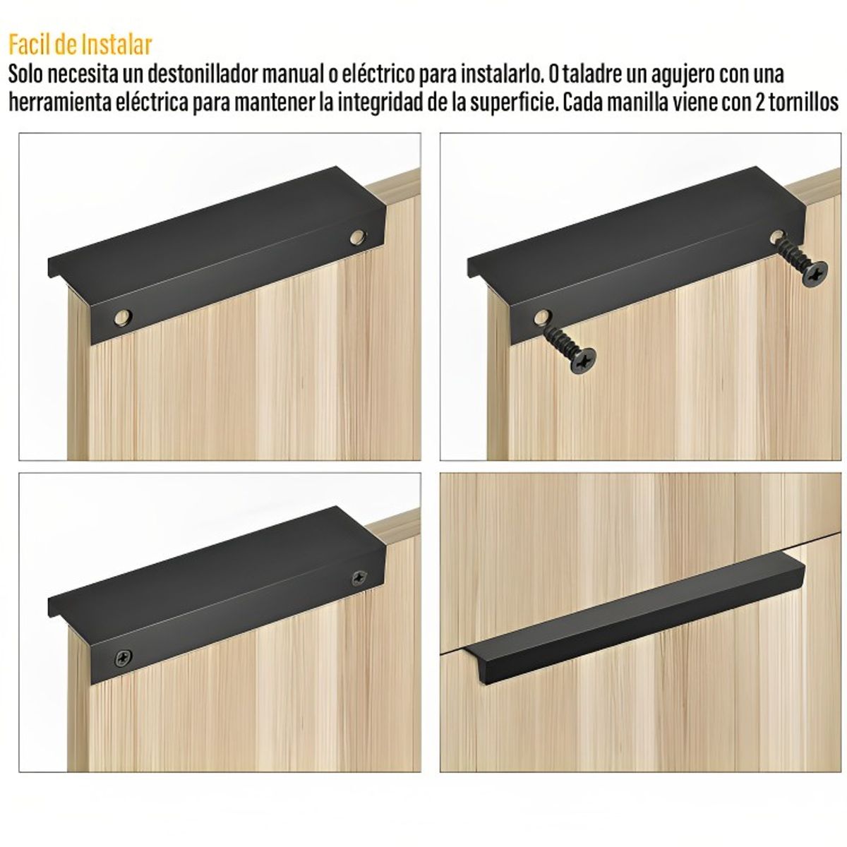 GENERICO - Tiradores Manilla Negro Mueble Puerta 15cm 10 Unid