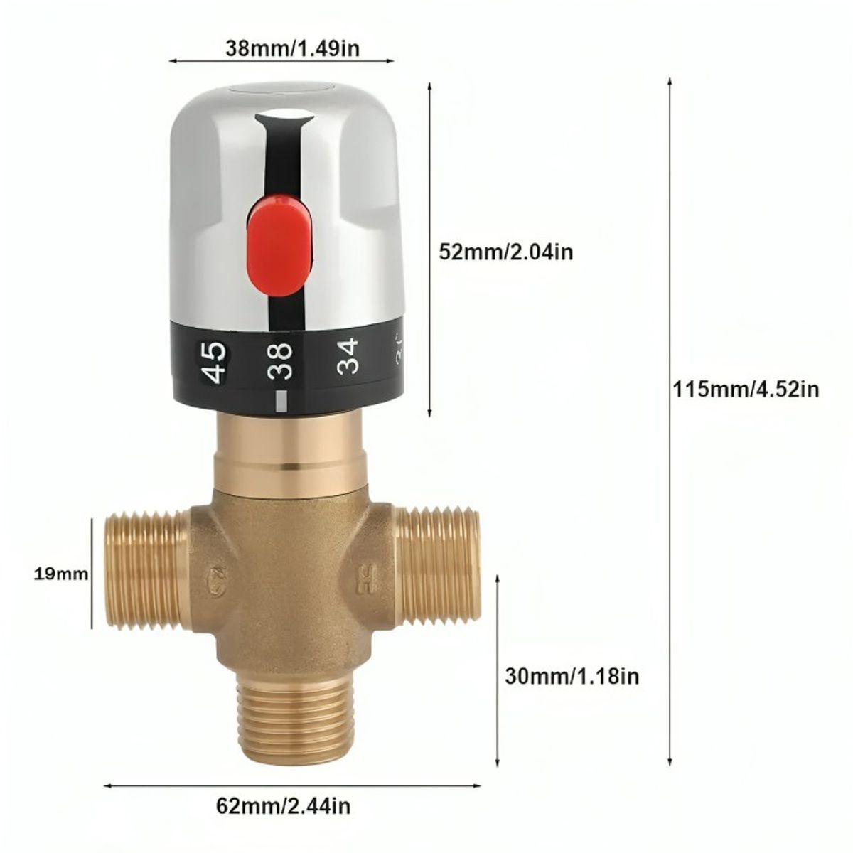 GENERICO - Válvula Mezcladora Termostática Ajustable 3 Baño Latón Agua