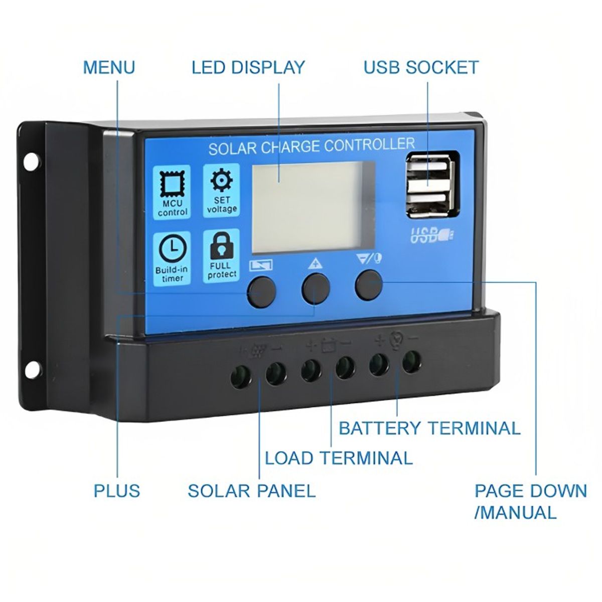 GENERICO - Regulador De Carga Solar Digital 12v 24v 60a 2usb