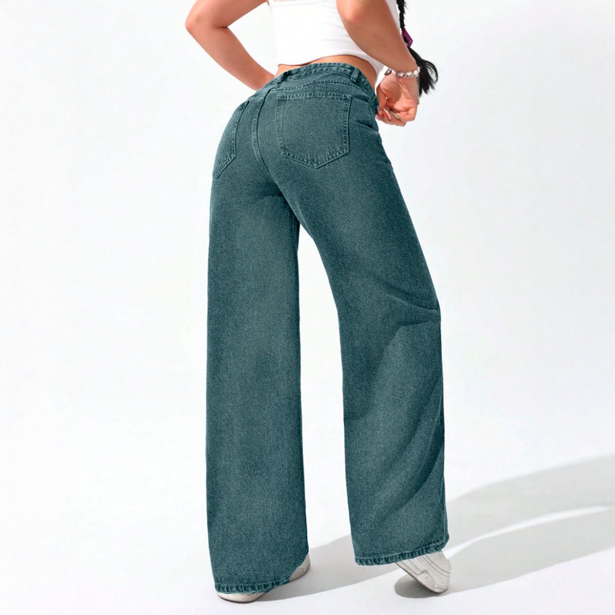 AGW - Jeans Wide Leg Buggy Palazzo Elasticado Tiro Alto Oversize
