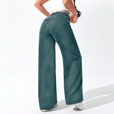 Imagen 2 del producto Jeans Wide Leg Buggy Palazzo Elasticado Tiro Alto Oversize