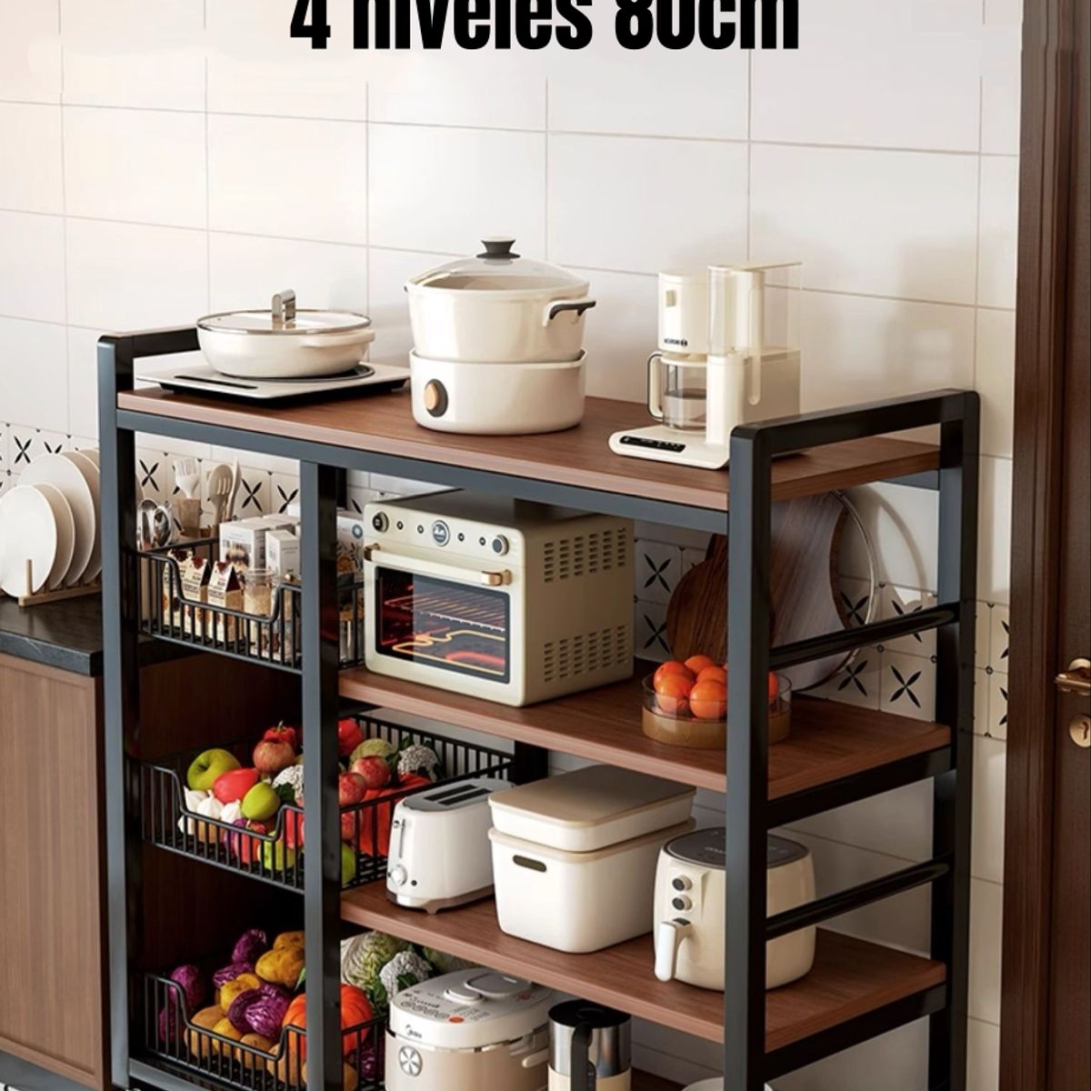 LUBABYCAS - Estantes Organizador Repisa Cocina 4 Niveles 80cm Lubabycas