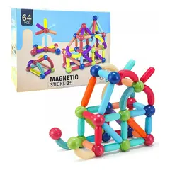 GENERICO - Set Didáctico De Barras Magnéticas 64 Piezas Educativo